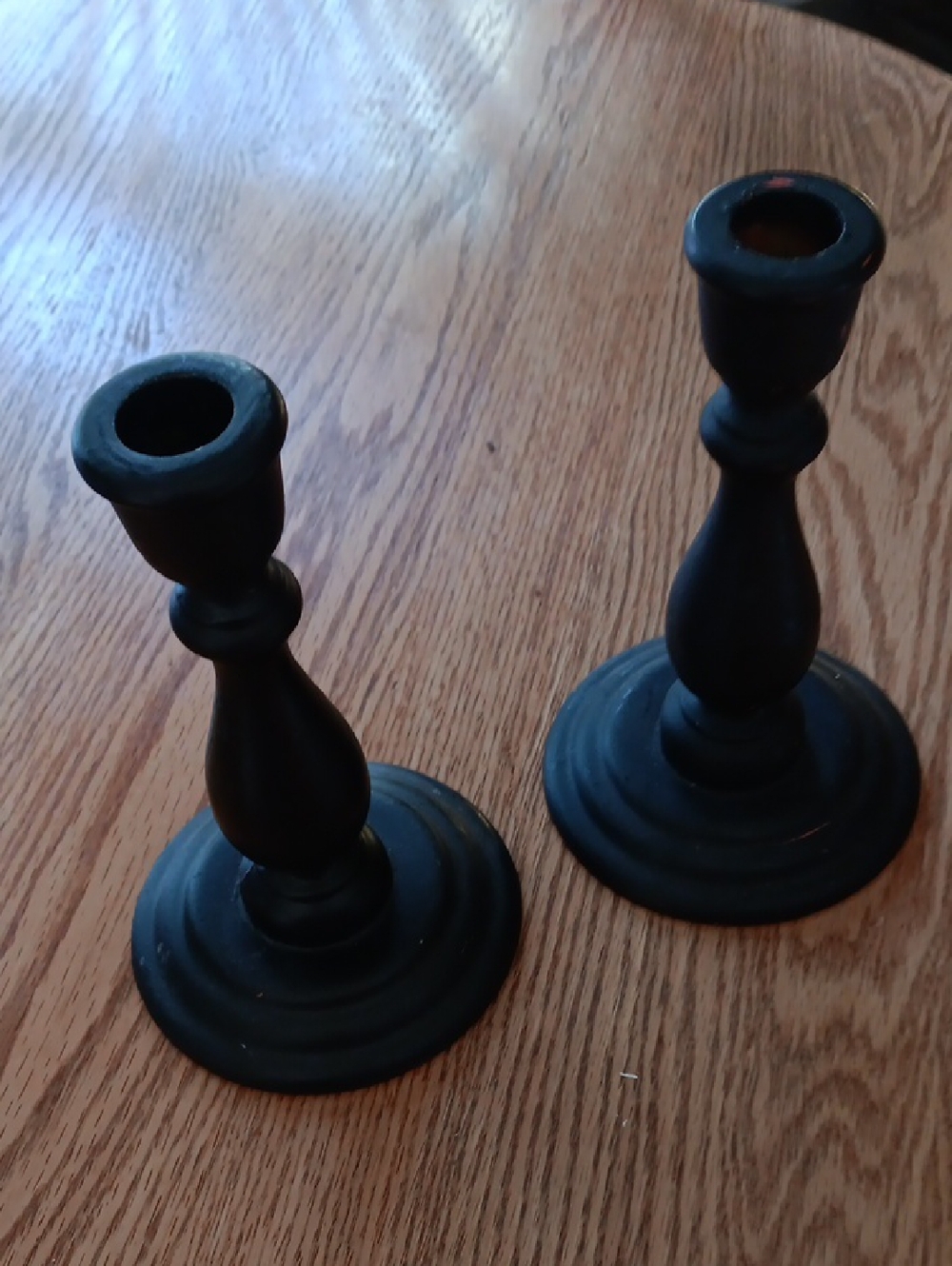 Classic Black Wood Candlestick Holders - Set of 2